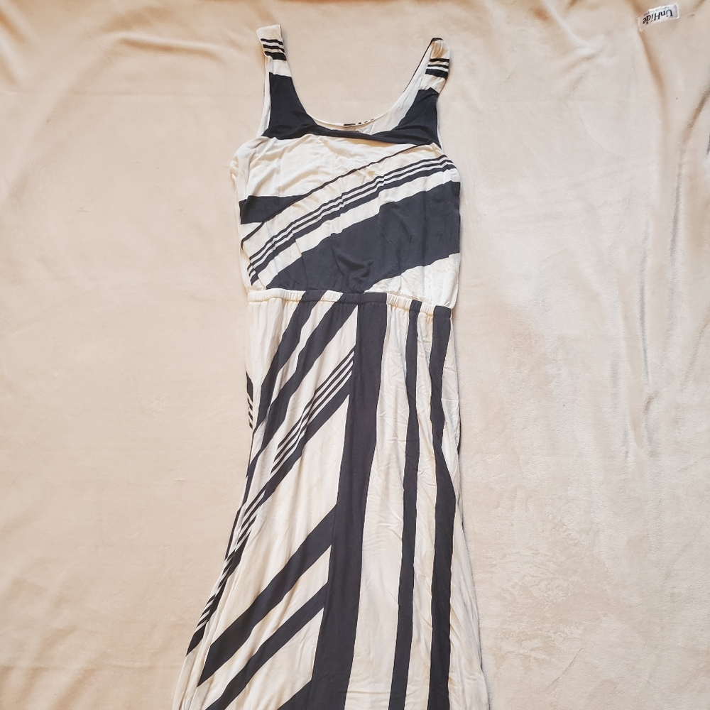 Womens striped navy and white maxi dress.